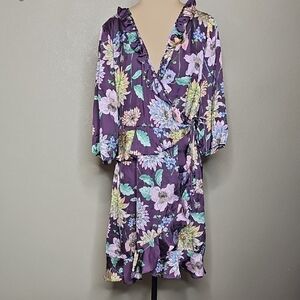 Floral Purple Wrap Dress